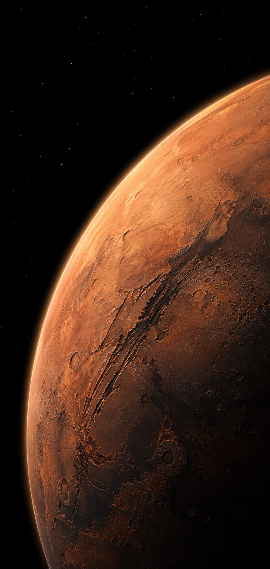 Sunlit horizon of Mars
